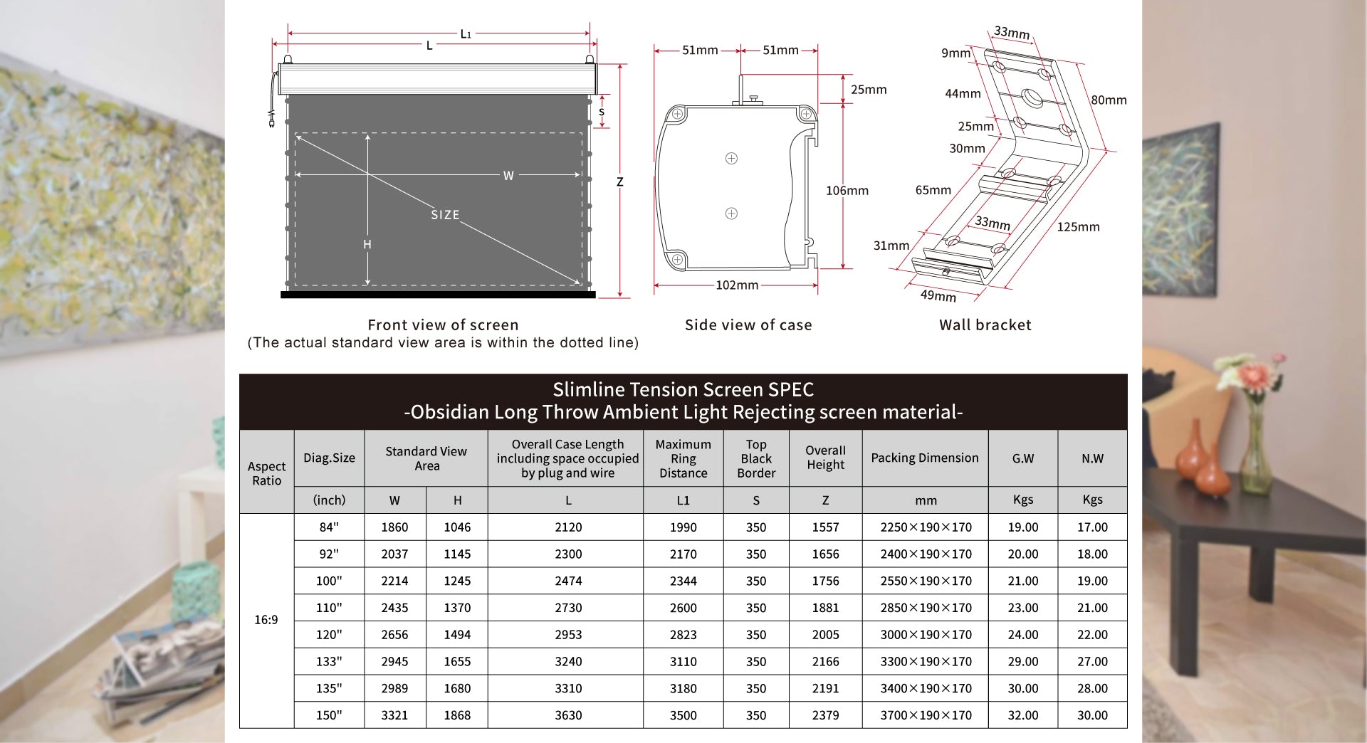 Vividstorm ALR 抗光電動下降幕 【For Normal Projector】