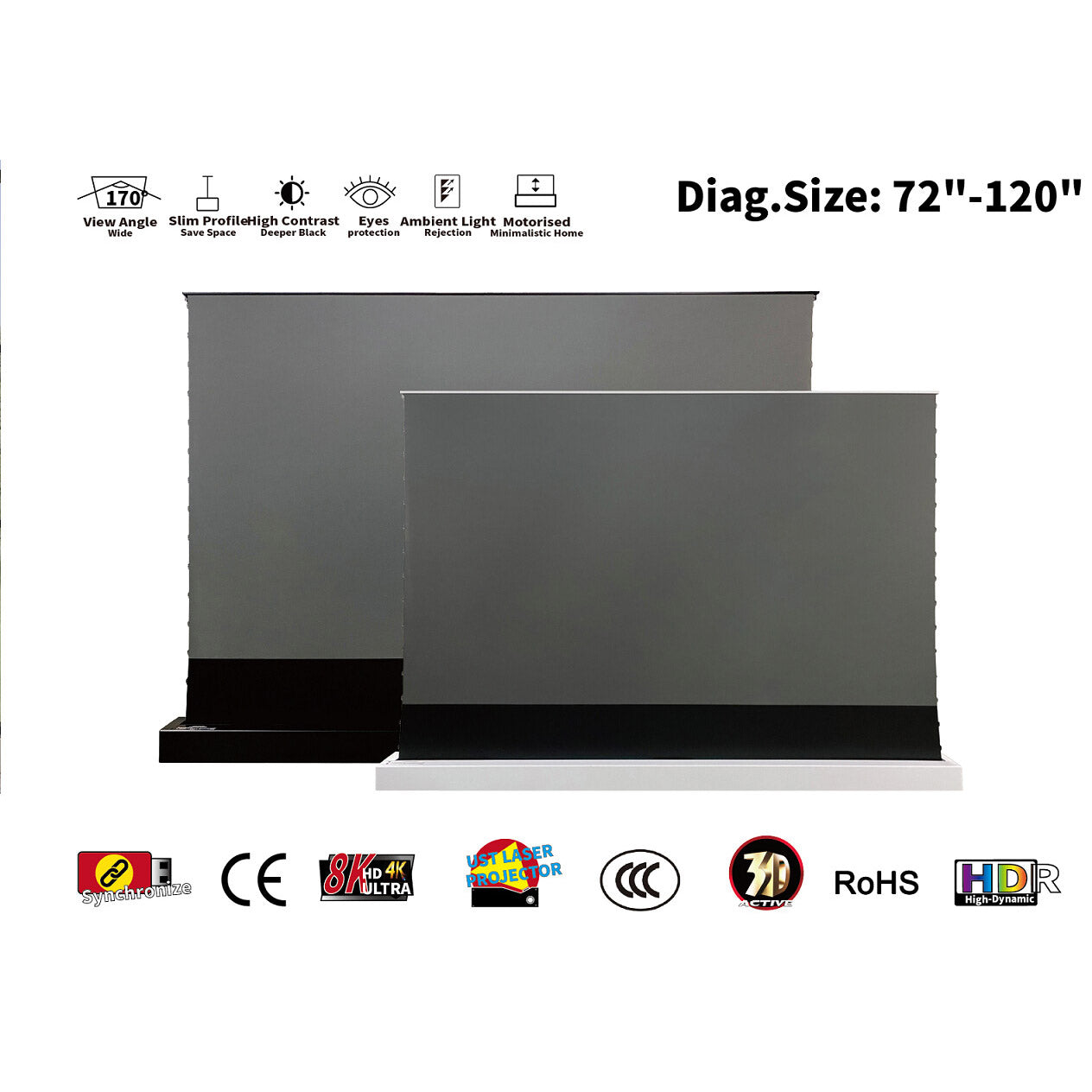 Vividstorm S PRO P ALR electric black grille anti-light and sound-transparent floor-mounted screen (for ultra-short throw)